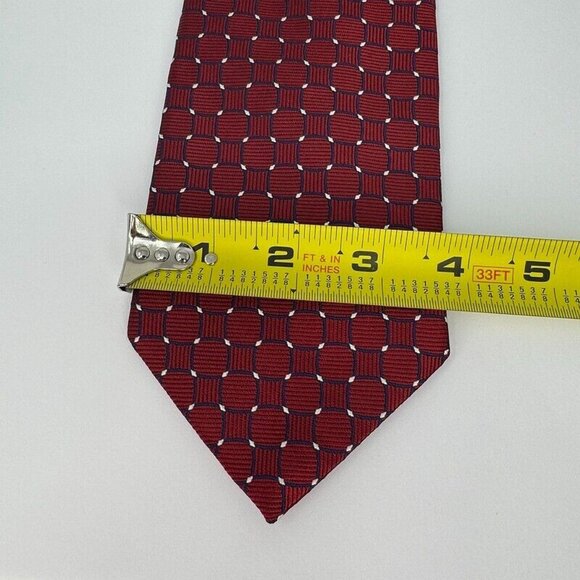 Brooks Brothers Neck Tie Pure‎ Silk Red Geometric Made in USA Mens - Picture 5 of 6